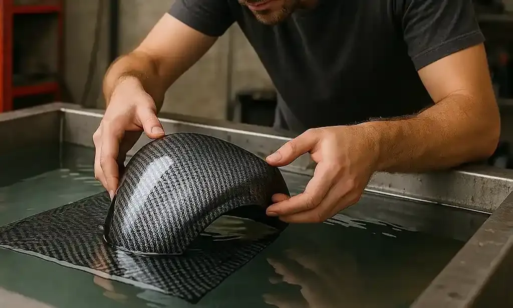 Aplicación de hidroimpresión con diseño de fibra de carbono
