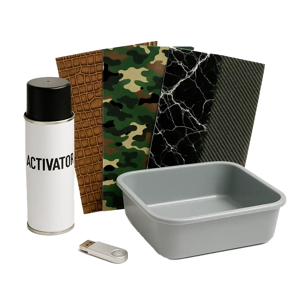 Contenido del kit de iniciación para hidroimpresión de SEKKA